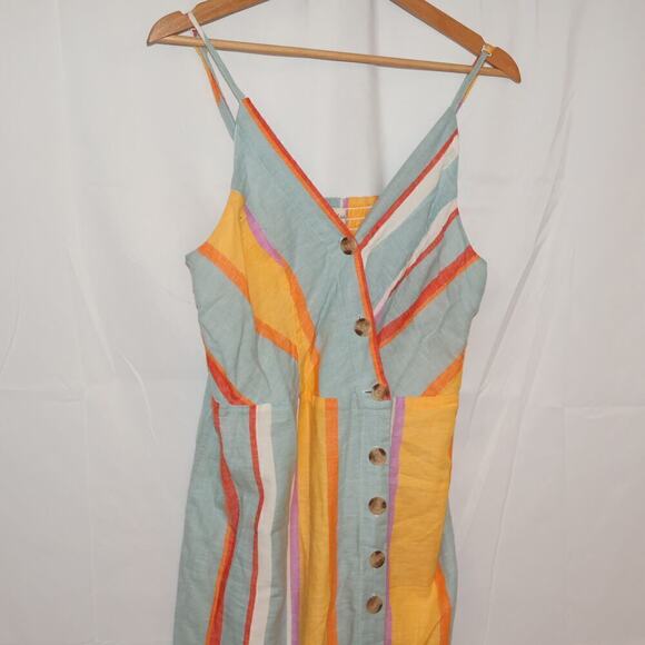 Sandy & Sid Size Medium Sun Dress Button Front, Striped, Comfortable - Picture 1 of 12